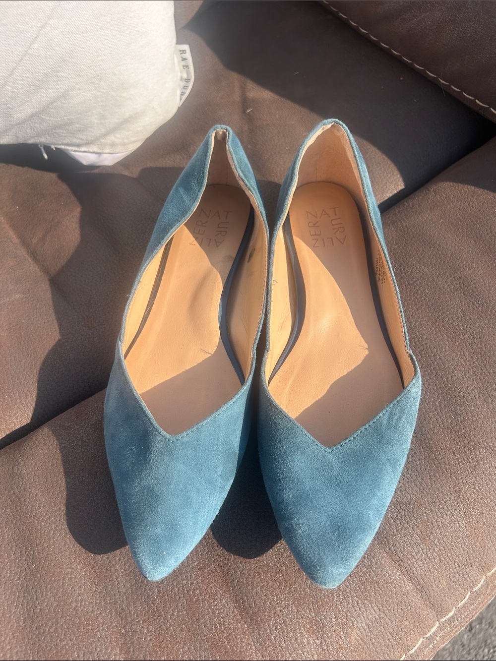 Naturalizer Teal Suede Pointed-Toe Flats